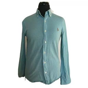 Ralph Lauren Womens Knitted Oxford Shirt Blue Long